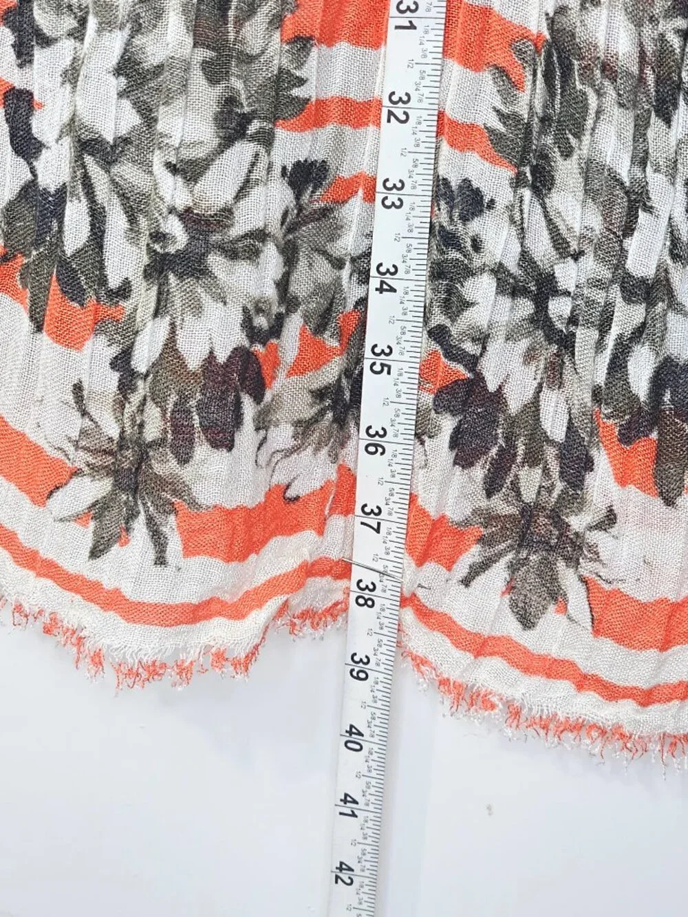 J.Crew Striped & Floral Lightweight Gauzy Scarf Wrap Orange White Black